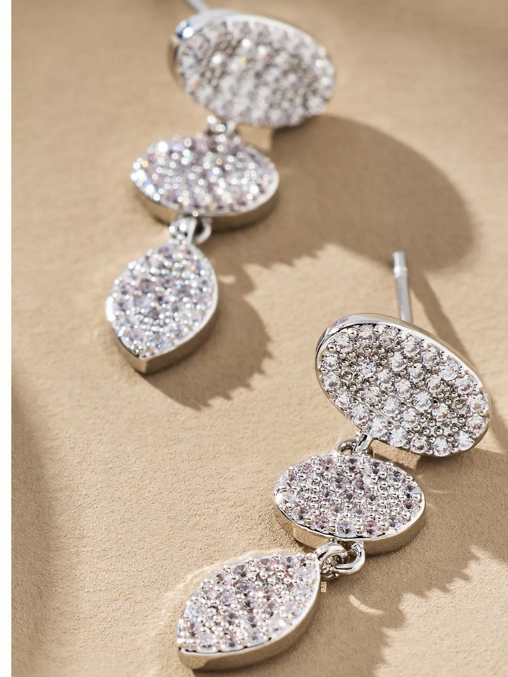 Anthropologie 14k Gold-Plated Round Crystal Drop Earrings